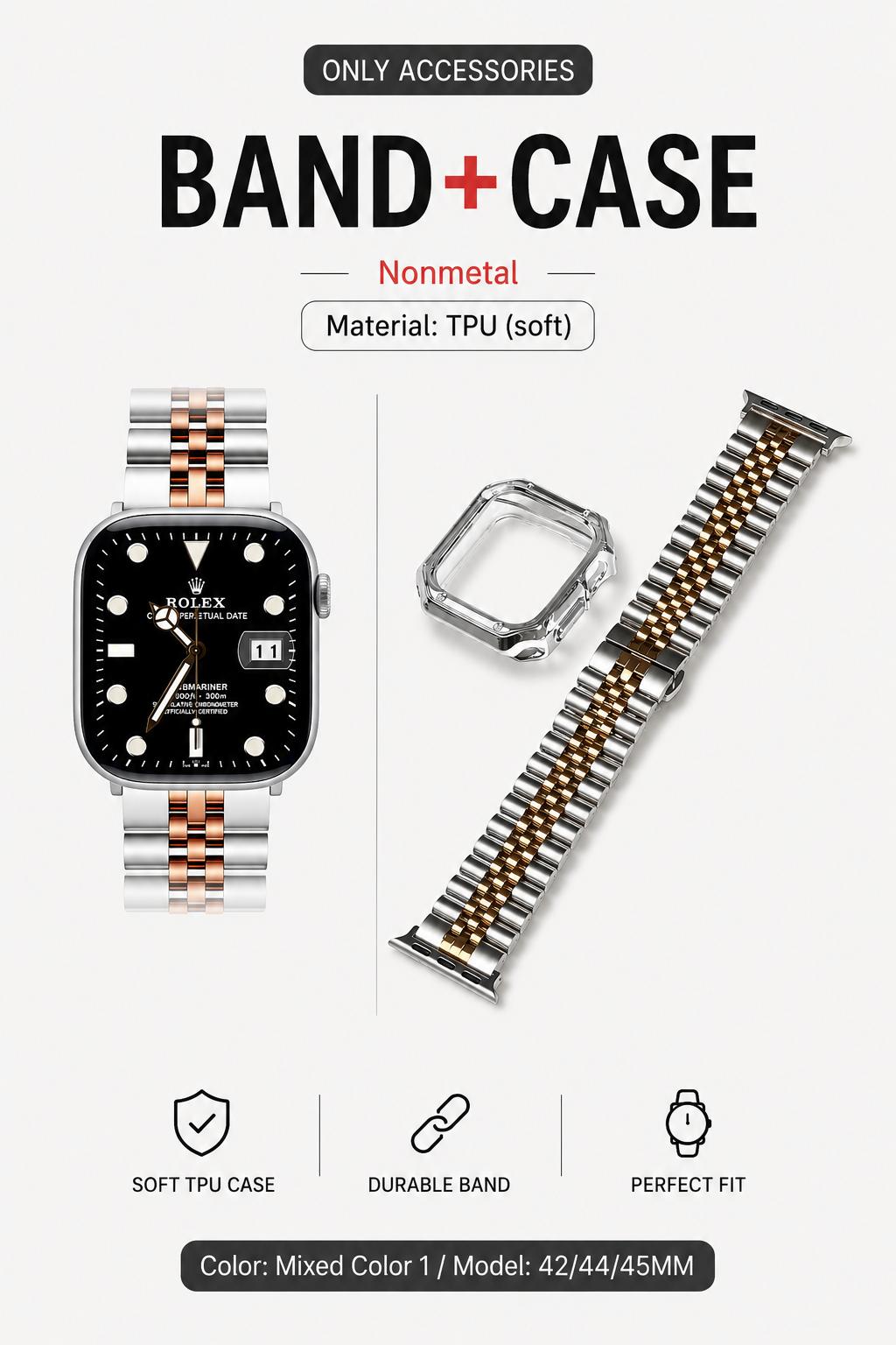 Premium Two-Tone Apple Watch Band + Case Set