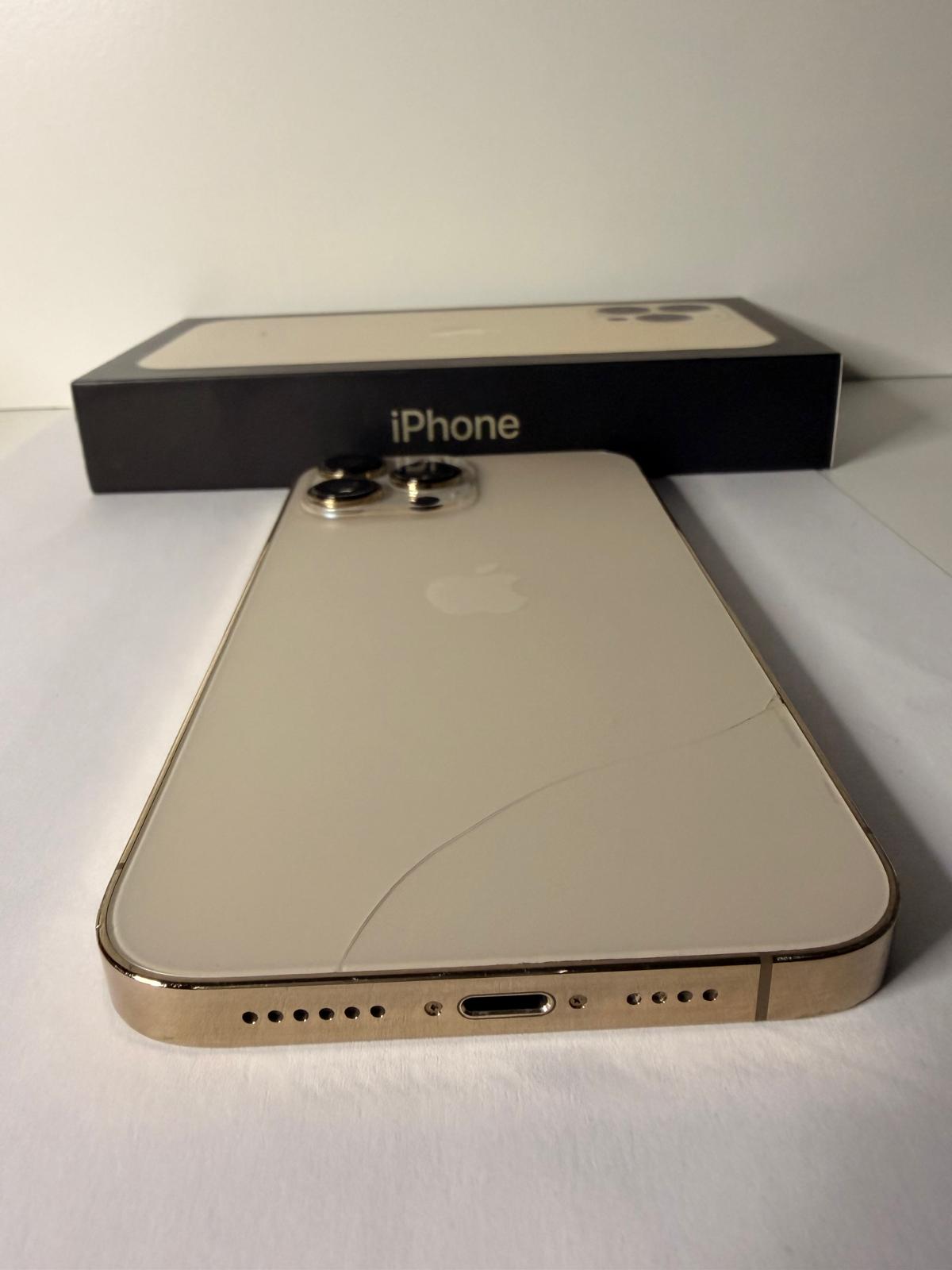 iPhone 13 Pro Max (128GB) — Gold — Used (Back glass broken) — Battery 82% view 2